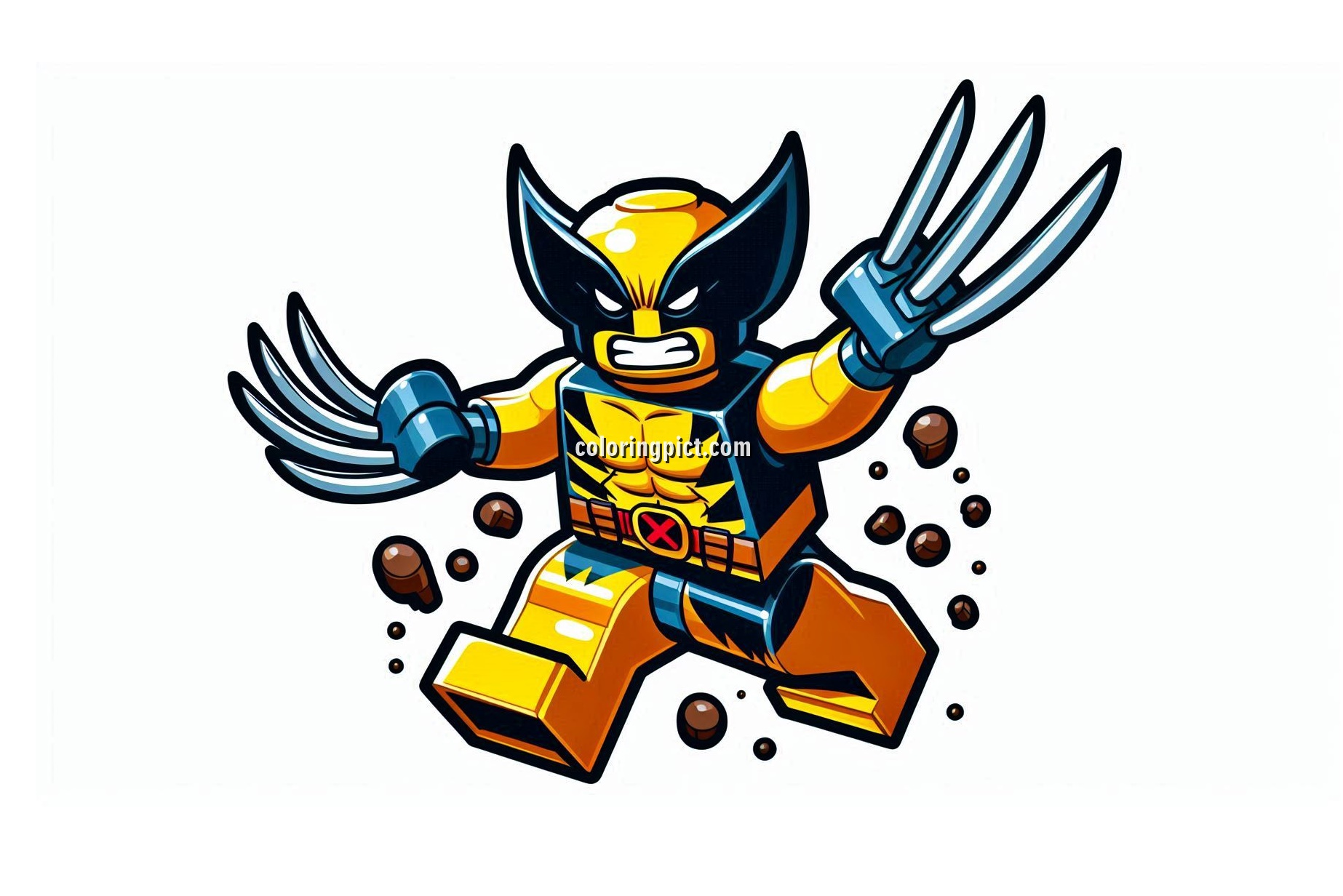 Image is Wolverine Lego Coloring Pages