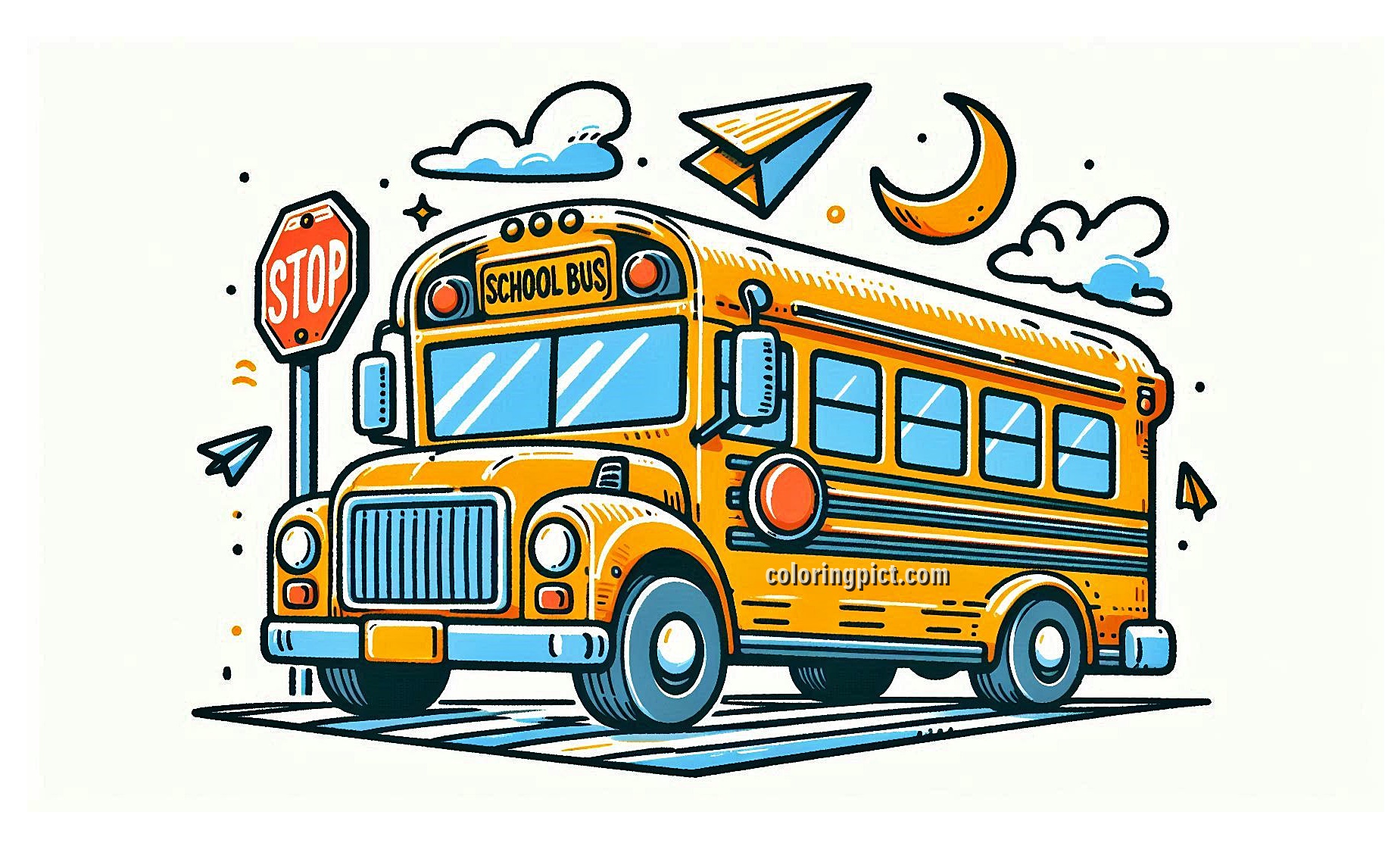 All Aboard for Fun with School Bus Coloring Pages! 6 Image is school bus coloring