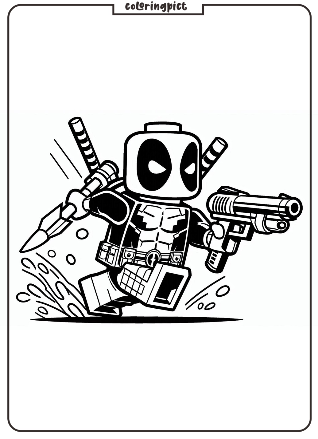 Deadpool LEGO Coloring Pages for Kids 2 Lego Deadpool Coloring Pages for Kids