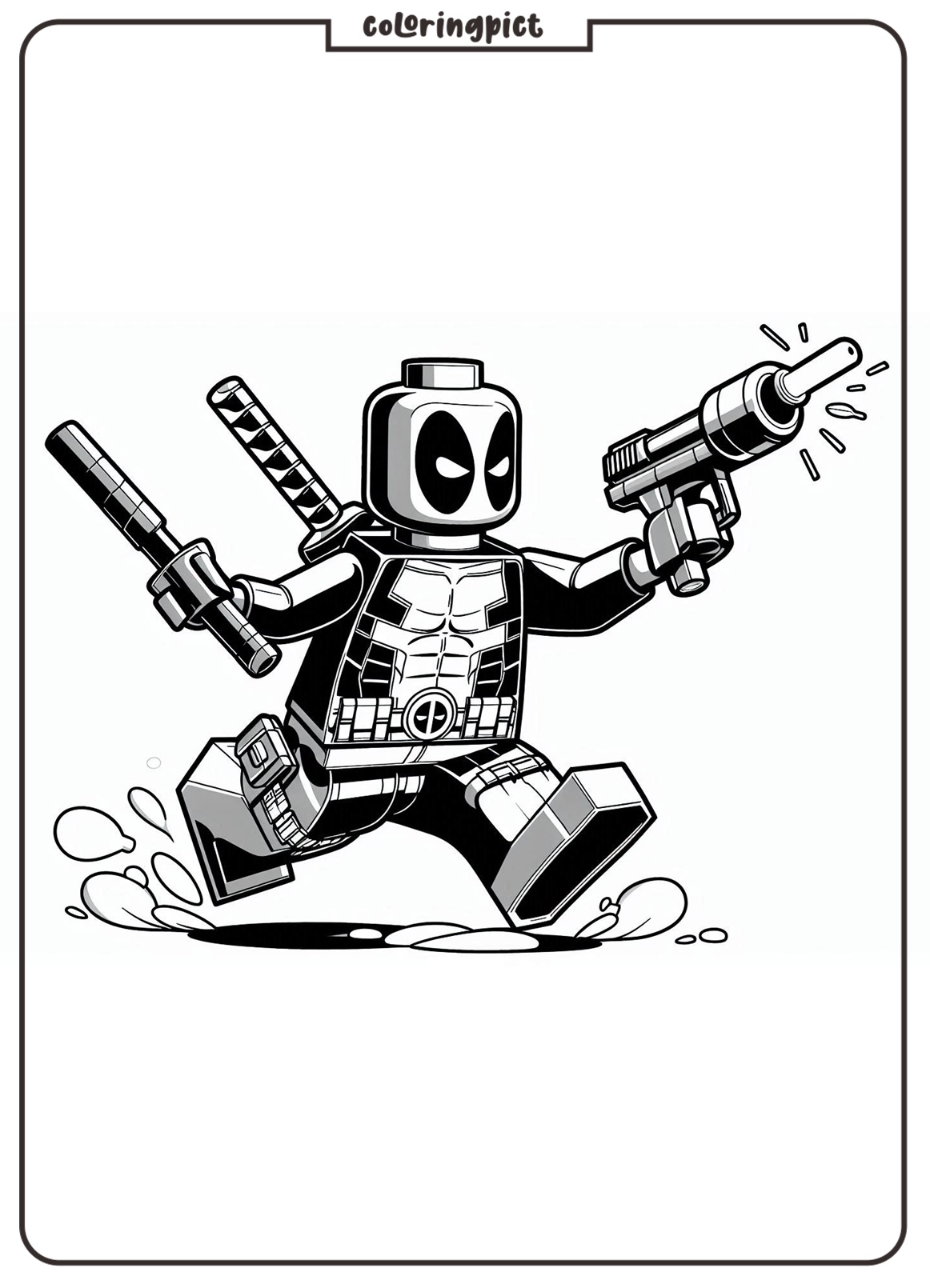 Deadpool LEGO Coloring Pages for Kids 3 Lego Deadpool Coloring Pages