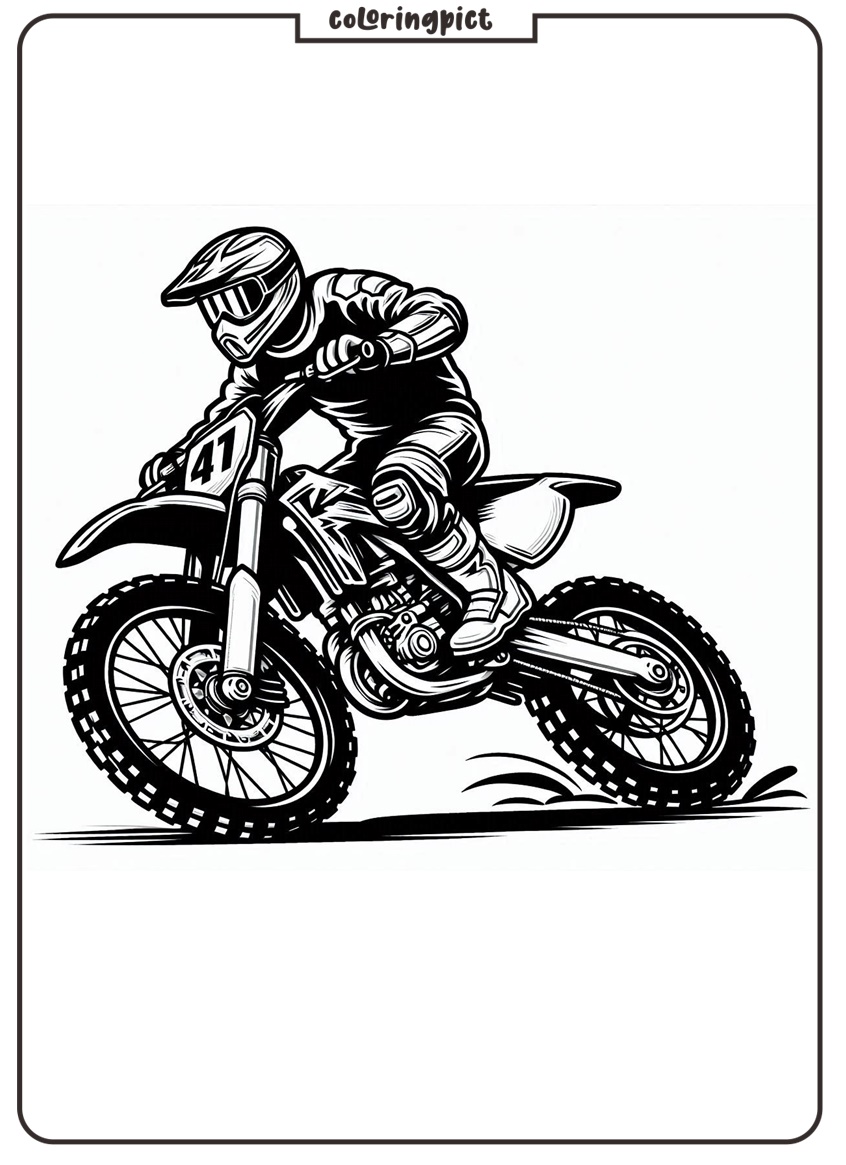 Riding Dirt Bike Coloring Page