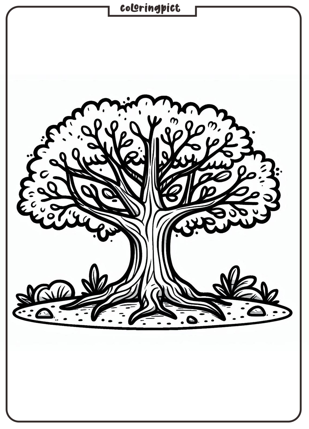 Tree Coloring Page for Kids