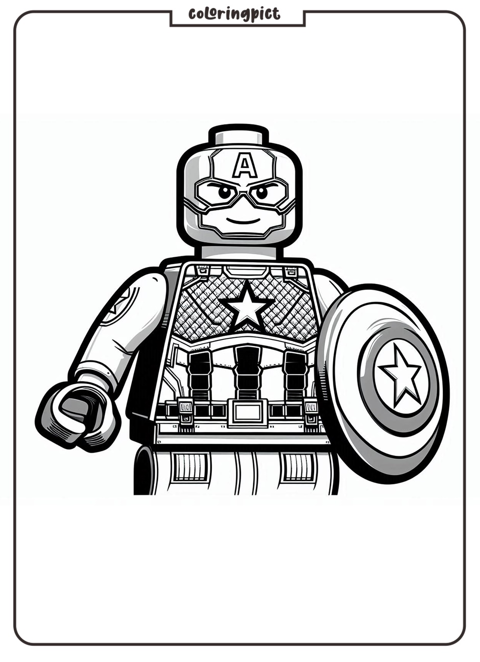 captain america lego coloring page for kid