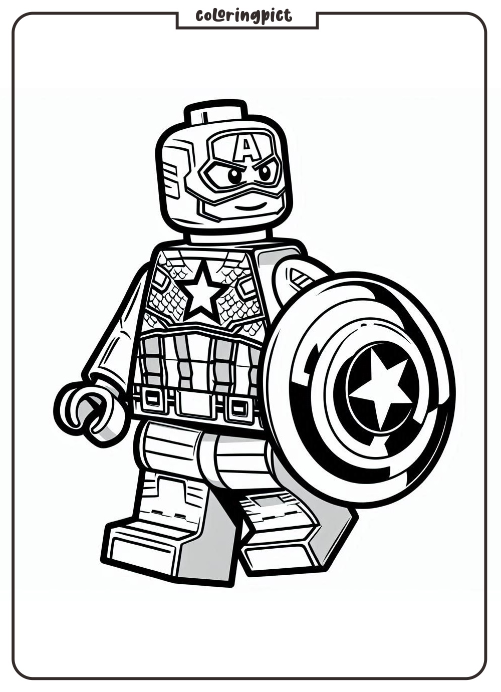 captain america lego coloring page for kids