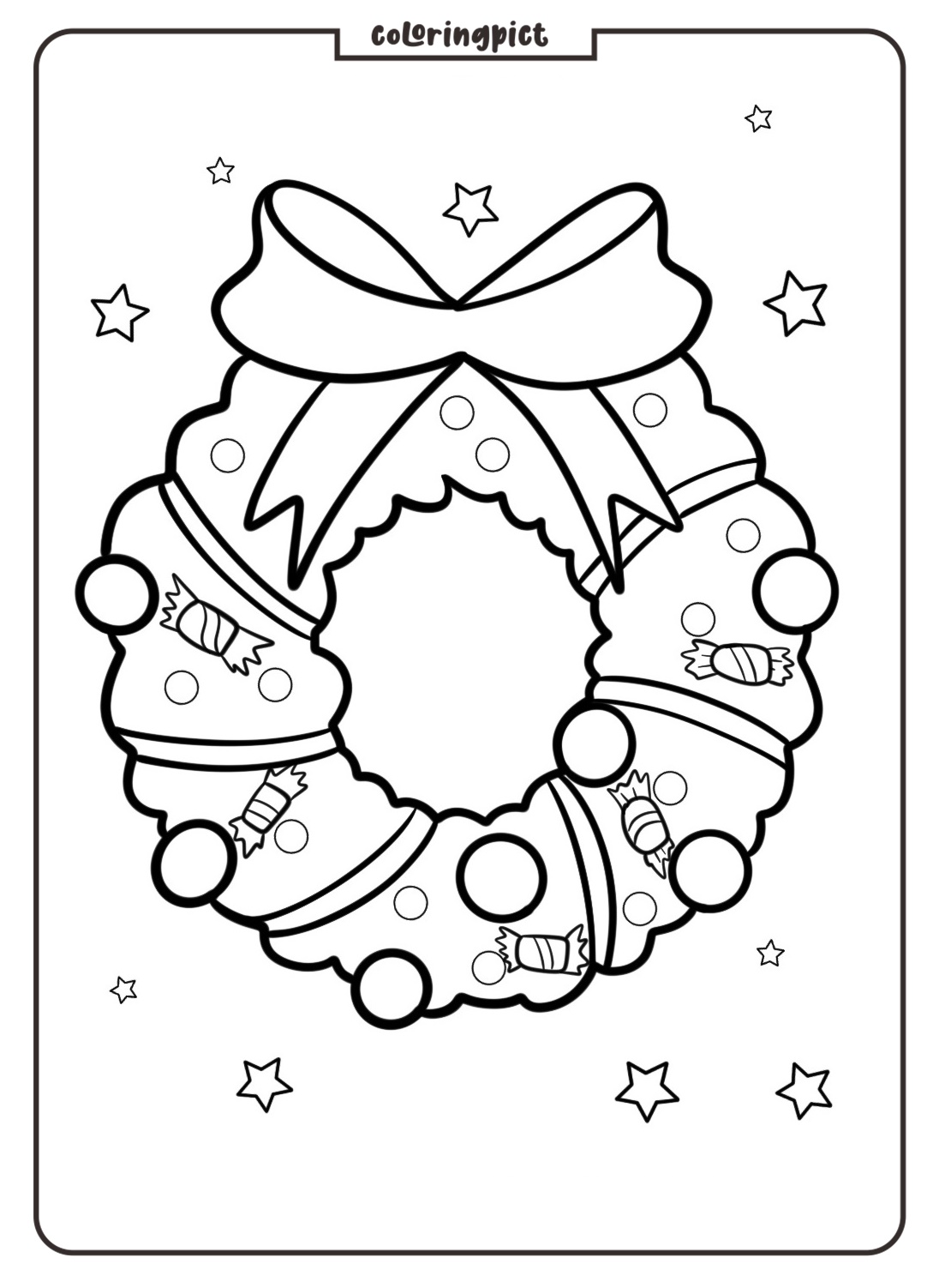 Welcome to the Christmas Wreath Coloring Pages for Kids! 1 coloringpict.com christmas wreath coloring online pages