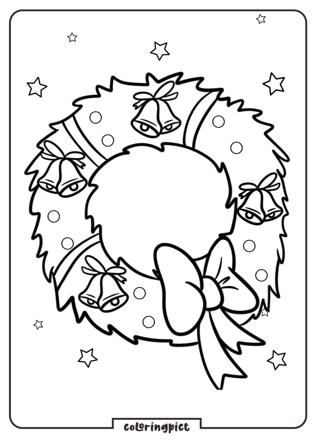 Welcome to the Christmas Wreath Coloring Pages for Kids! 2 coloringpict.com christmas wreath decorated coloring online page