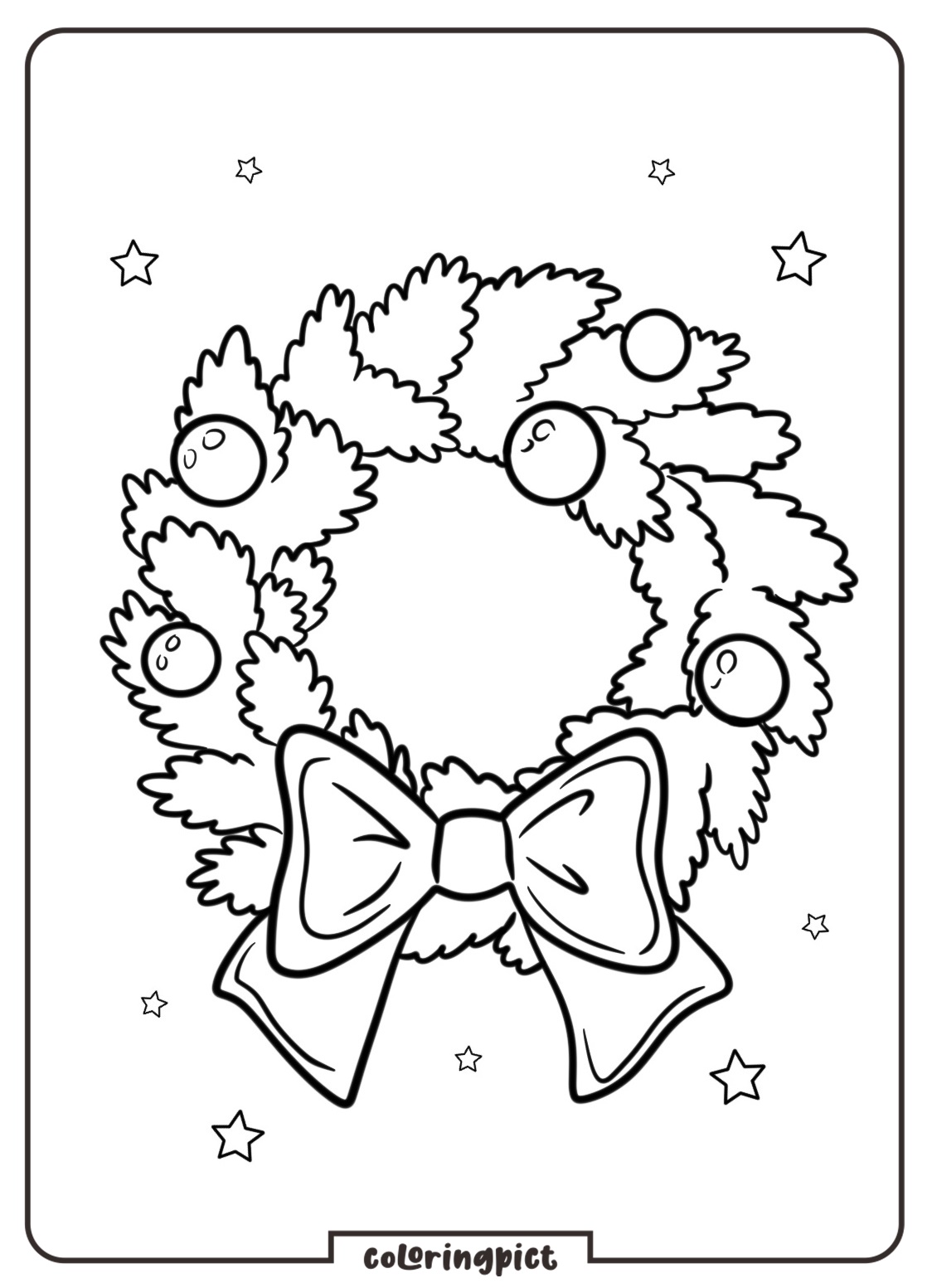 Welcome to the Christmas Wreath Coloring Pages for Kids! 3 coloringpict.com christmas wreath decorated coloring online pages