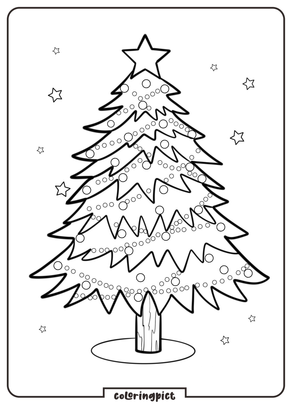 Light Up the Fun with Christmas Tree Coloring! 4 coloringpict.com decorated christmas tree with lights coloring page