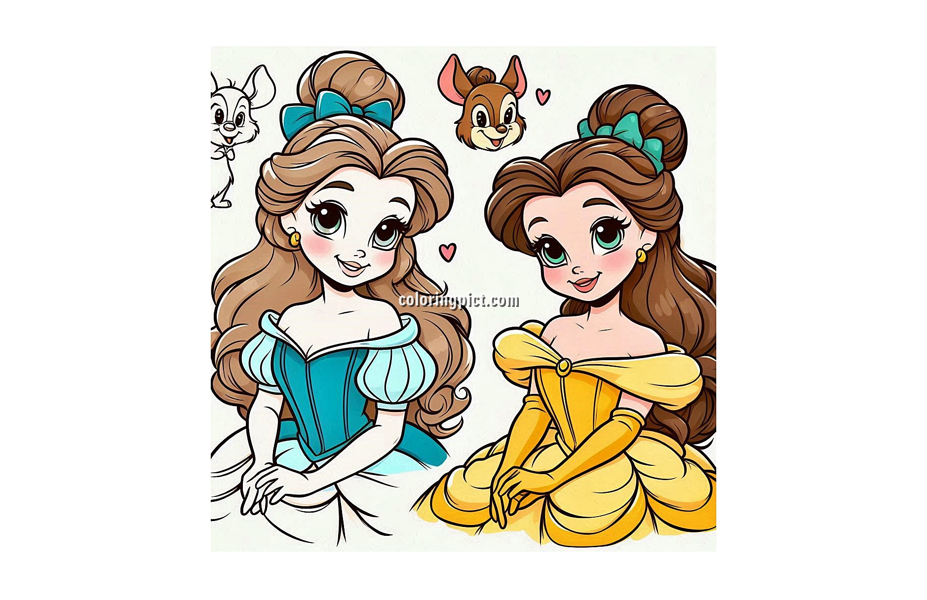 Step into a Magical Fairy Tale with the Belle Coloring Pages! 3 image is Belle Coloring Page