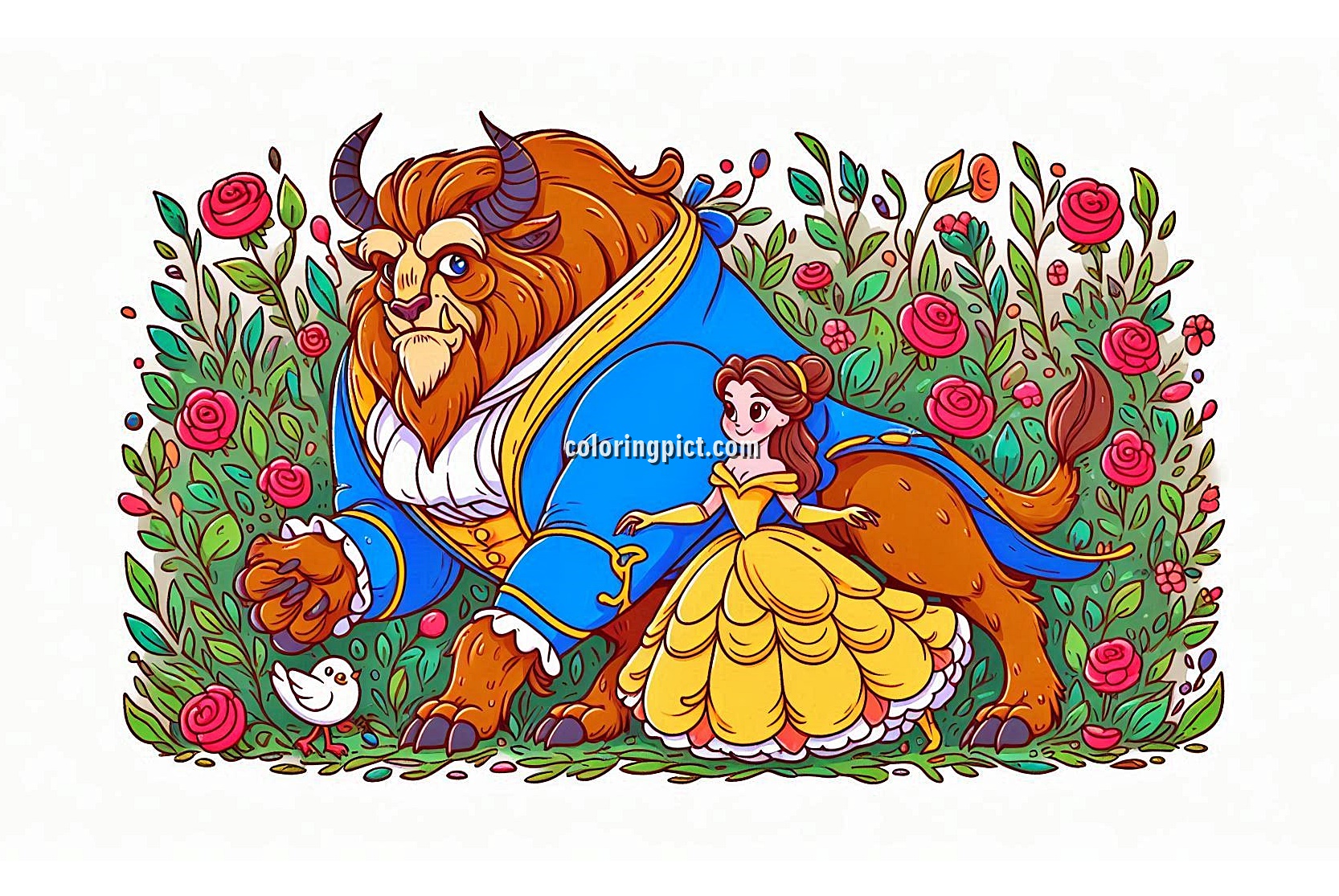 Beauty and the Beast Coloring Pages for Kids 4 image is beauty ang the beast coloring