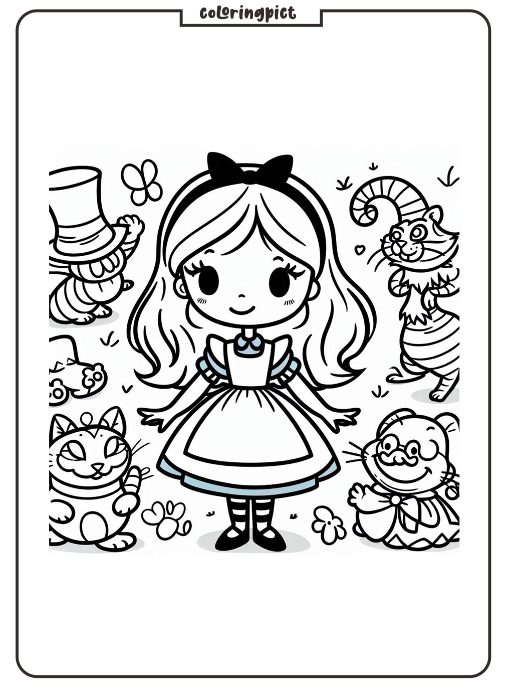 Step into a Magical World with Alice in Wonderland Coloring Pages! 1 Alice in Wonderland Coloring Page coloringpict.com