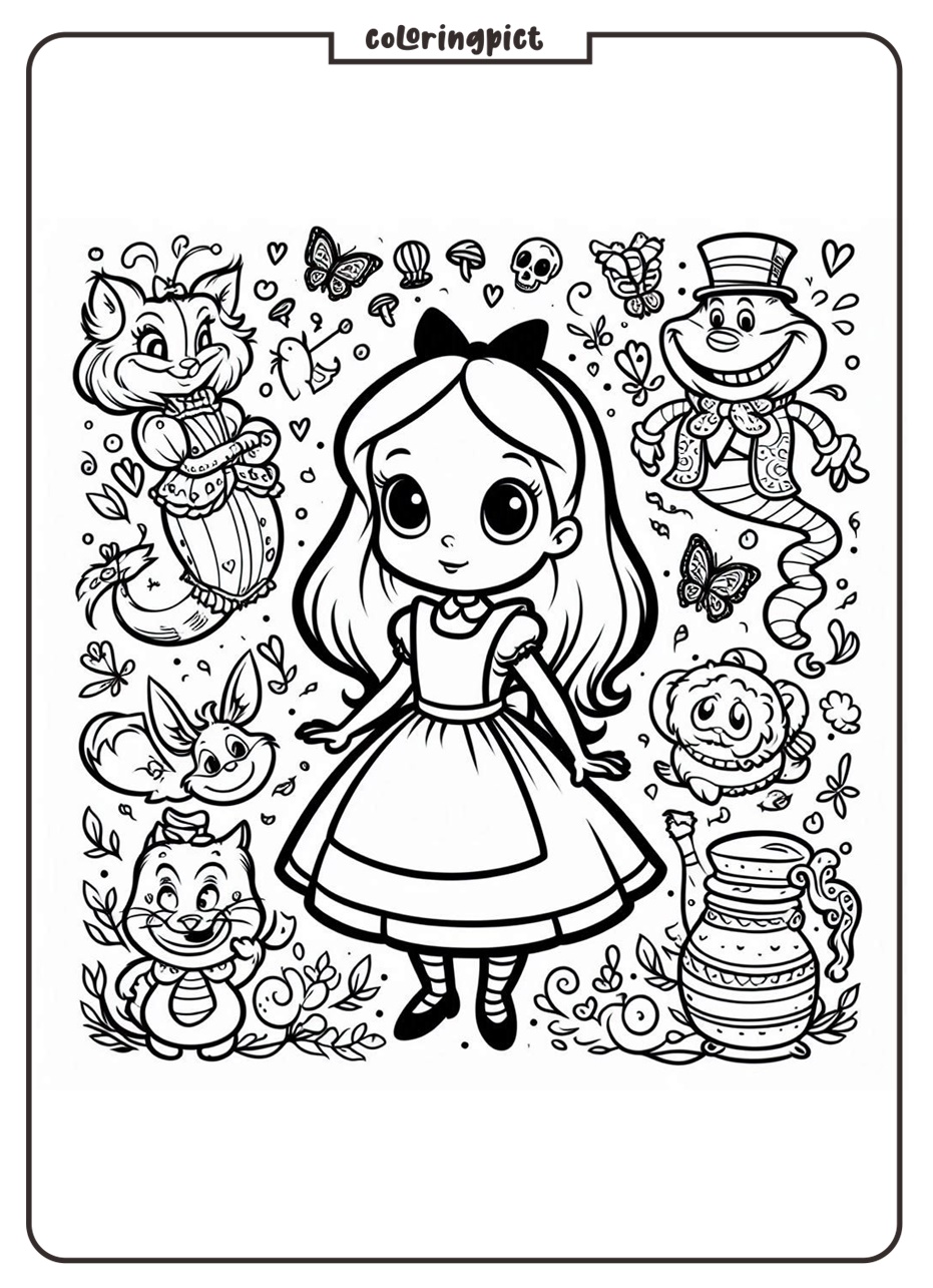 Step into a Magical World with Alice in Wonderland Coloring Pages! 3 Alice in Wonderland Coloring Pages for Kids coloringpict.com