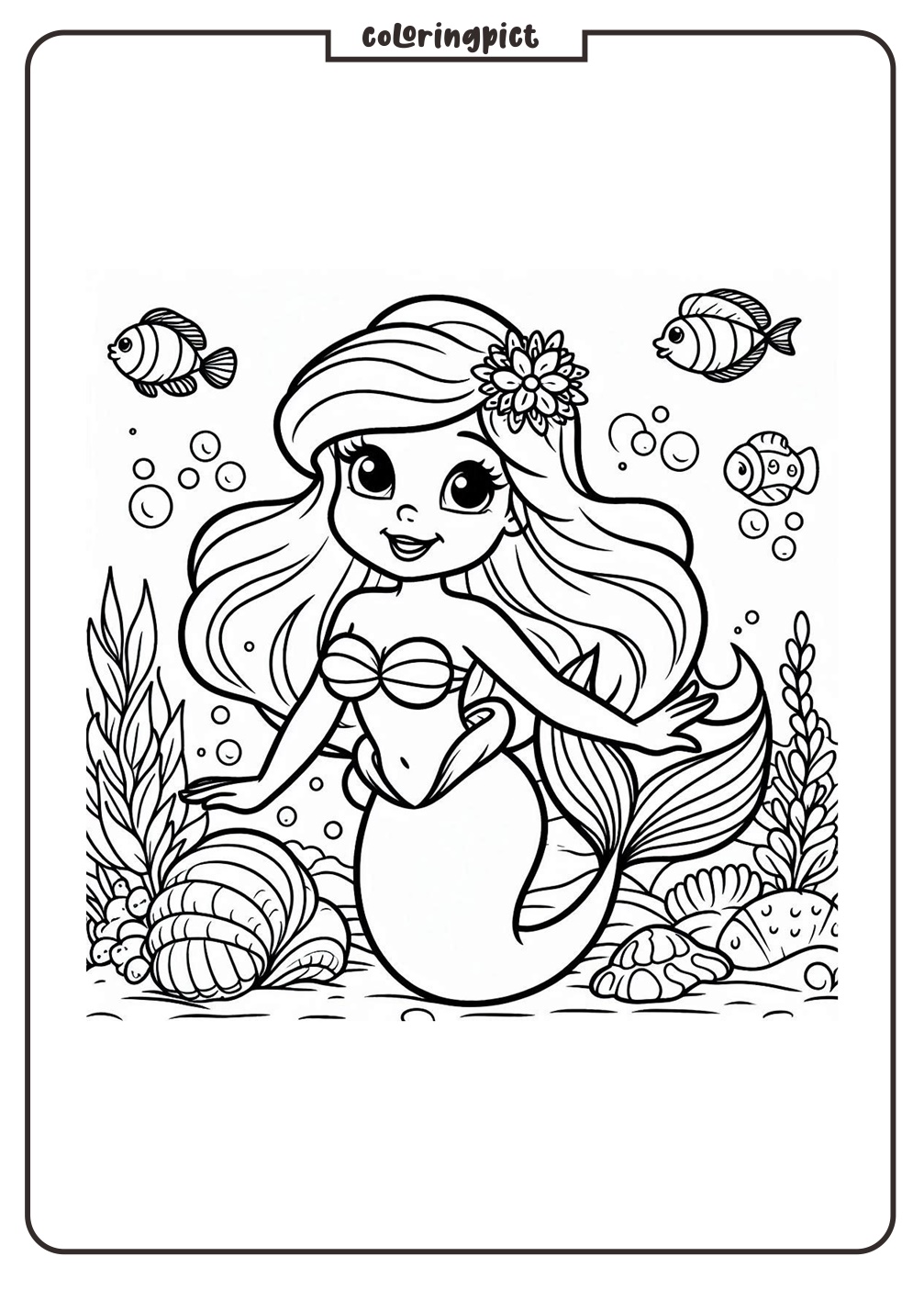 Ariel The Little Mermaid Coloring Page coloringpict.com