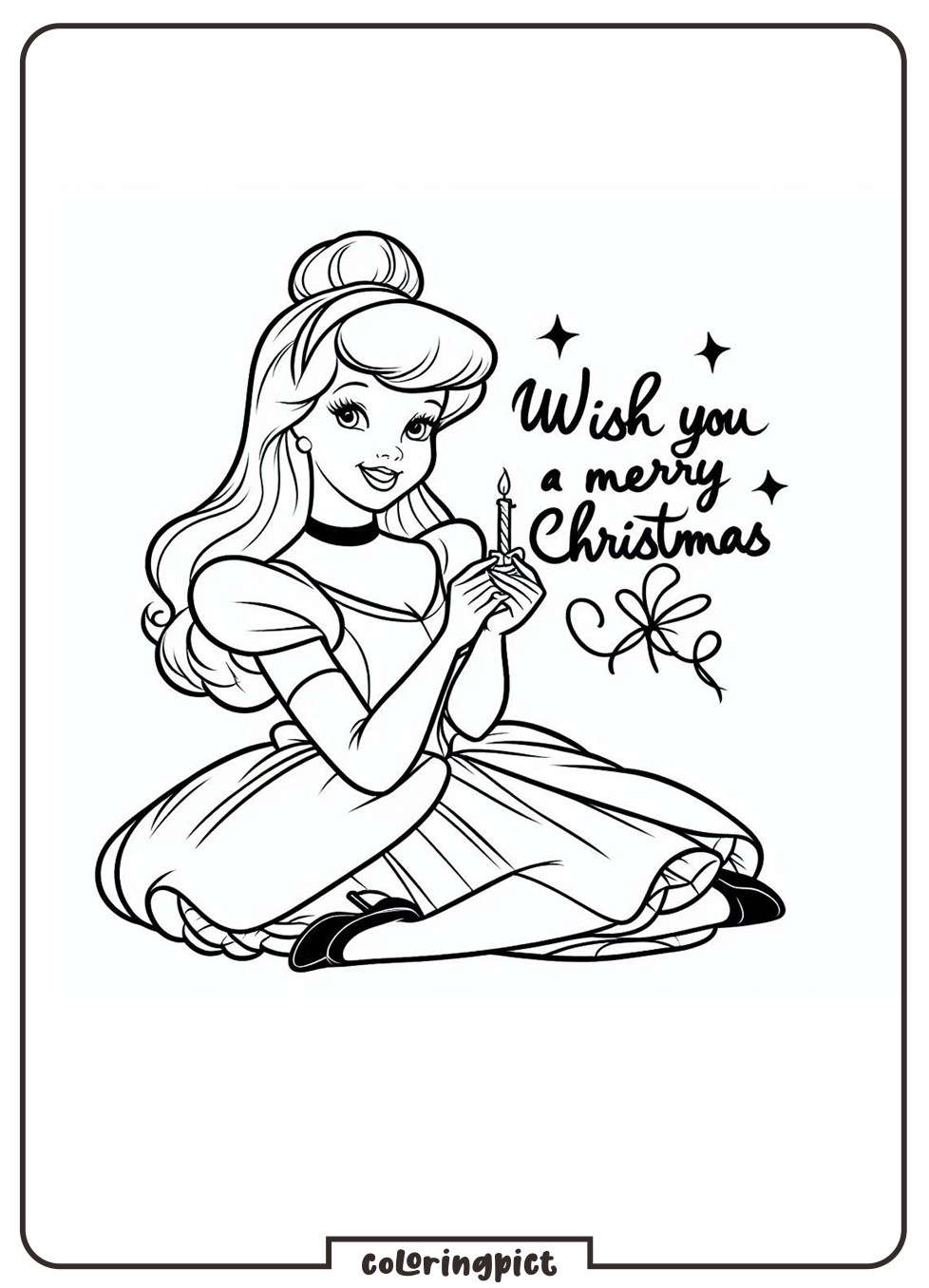 Cinderella wishes you a Merry Christmas coloring pages coloringpict.com