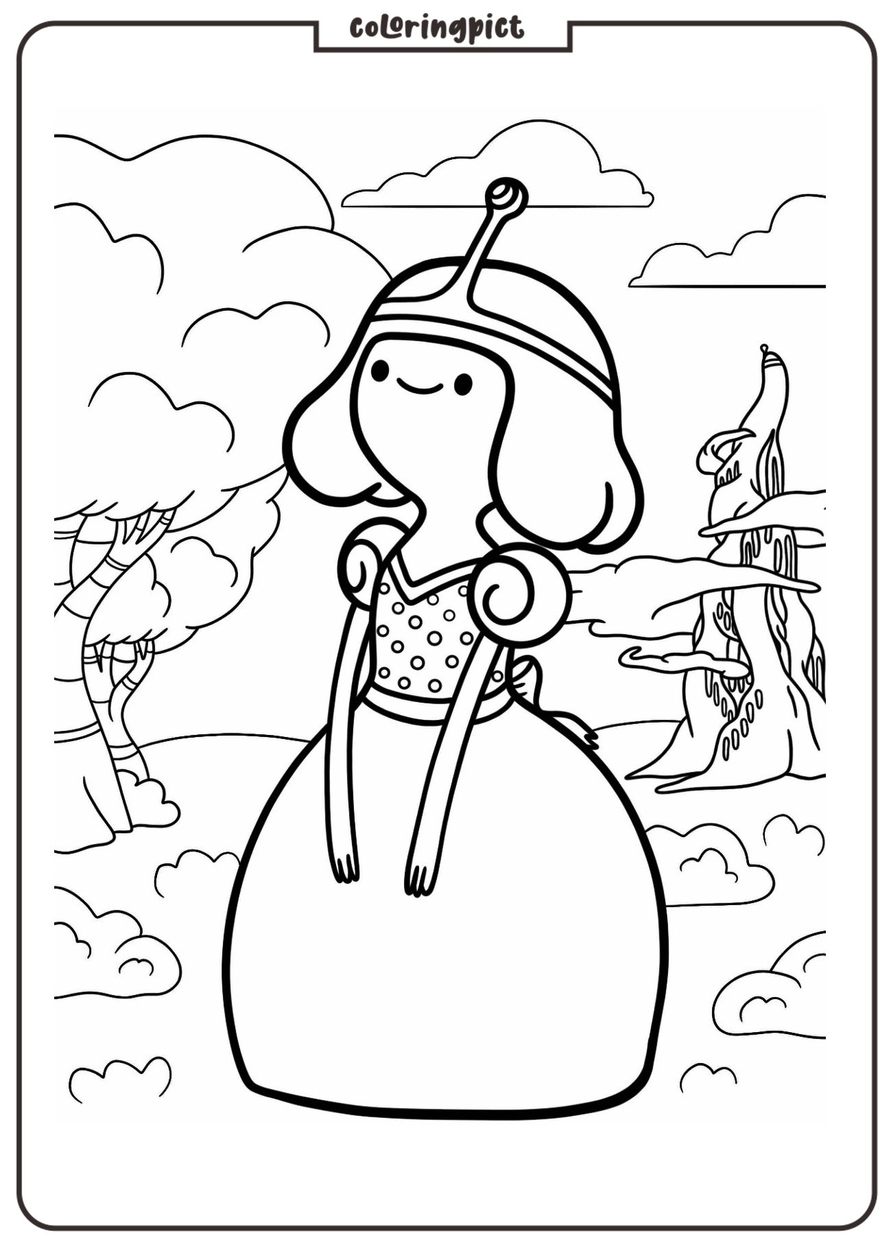 Princess Bubblegum from Adventure Time Coloring Pages 1 Coloring Pages Cute Princess Bubblegum In Gown