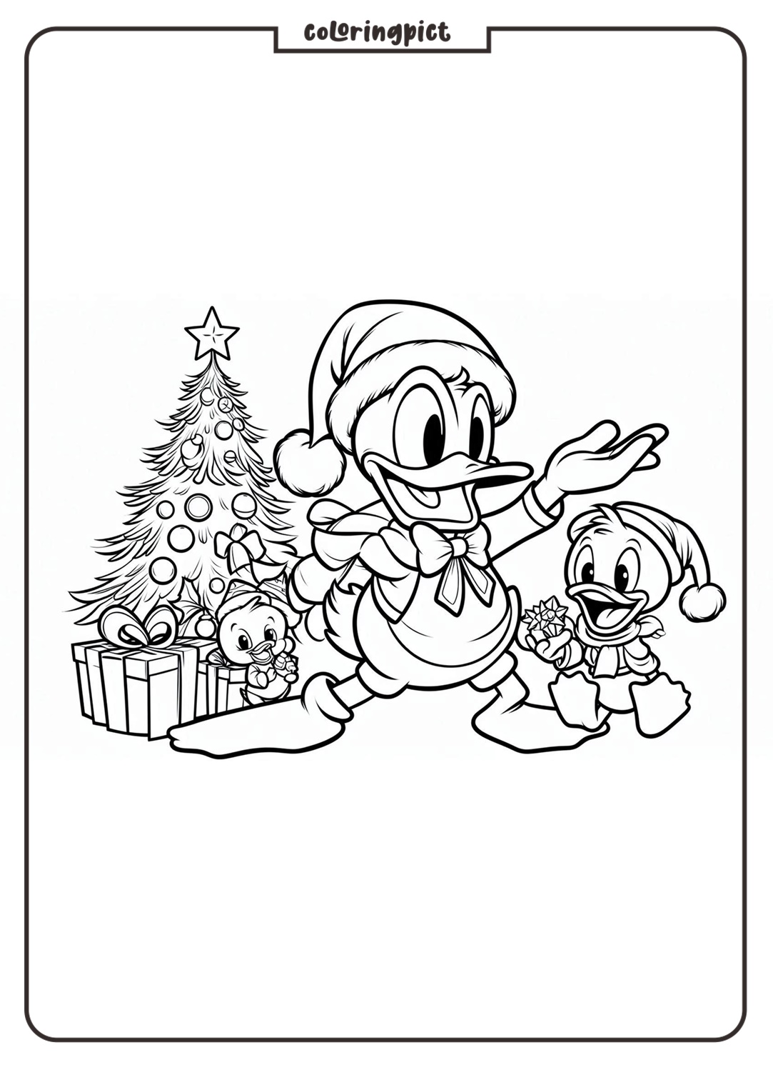 Get into the Festive Fun with Donald Duck Celebrates Christmas Coloring Pages 3 Donald Duck Celebrates Christmas Coloring Page for Kids coloringpict.com