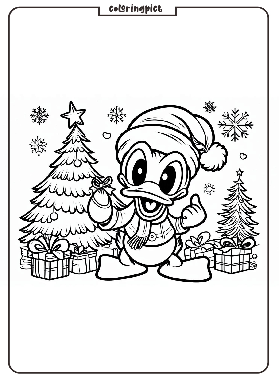 Get into the Festive Fun with Donald Duck Celebrates Christmas Coloring Pages 1 Donald Duck Celebrates Christmas Coloring coloringpict.com