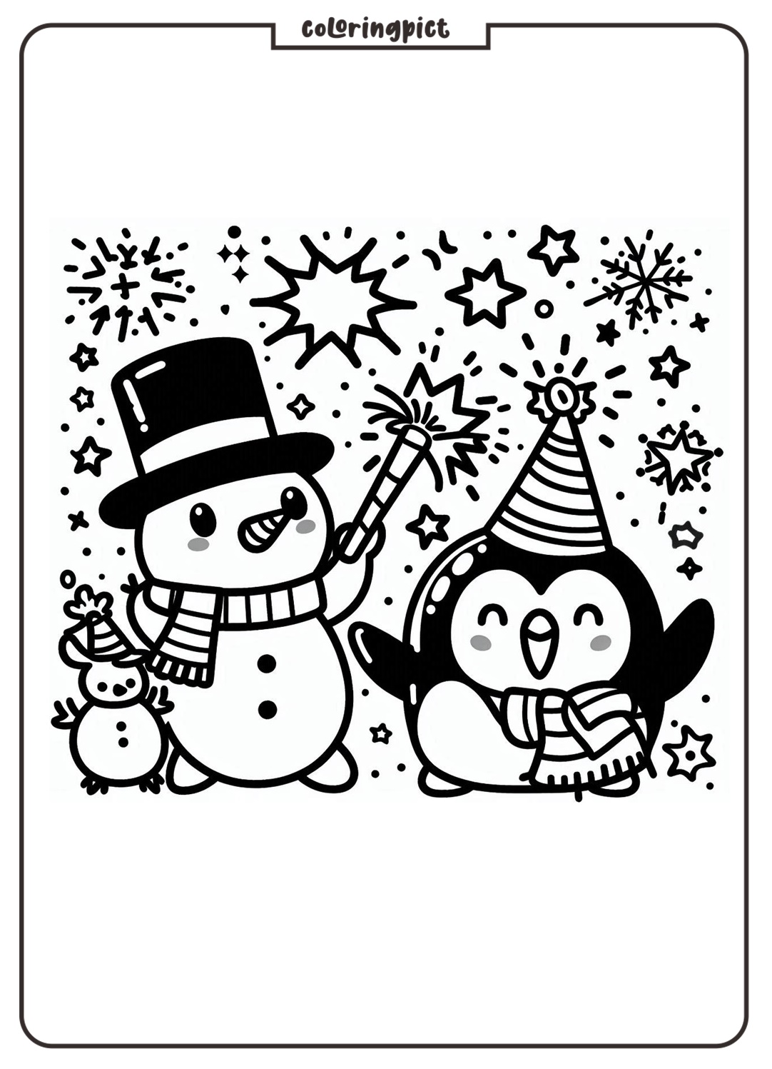 Happy New Year Coloring Page for Kids coloringpict.com