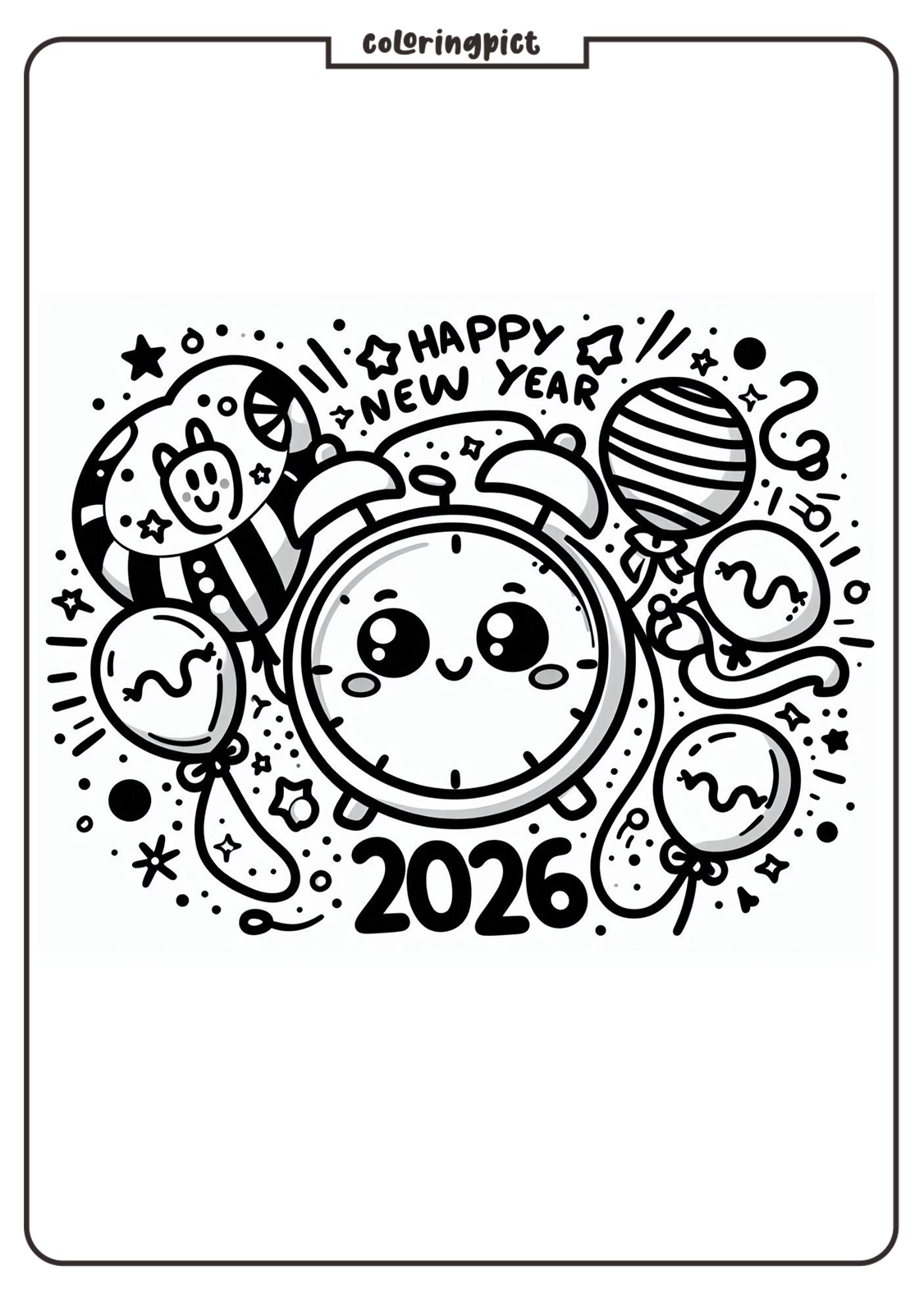 Happy New Year Coloring Pages coloringpict.com