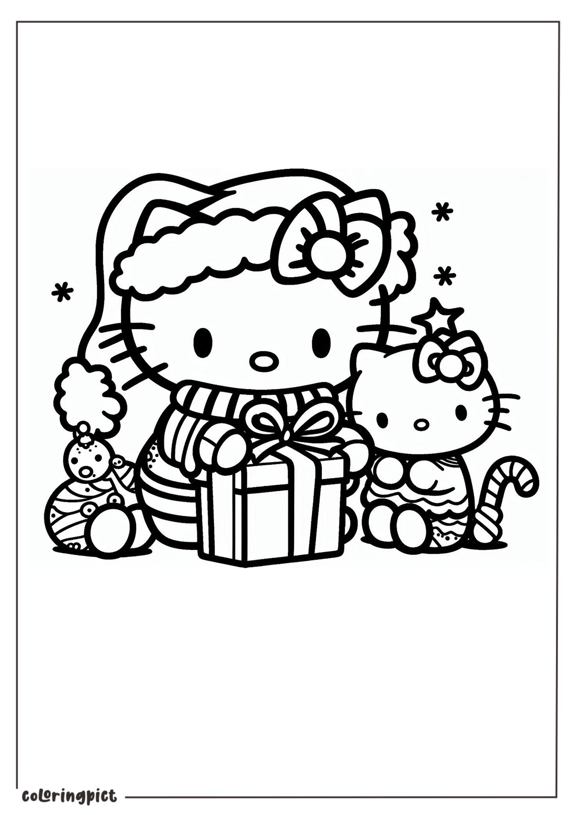 Hello Kitty Celebrate Christmas Coloring Pages coloringpict.com