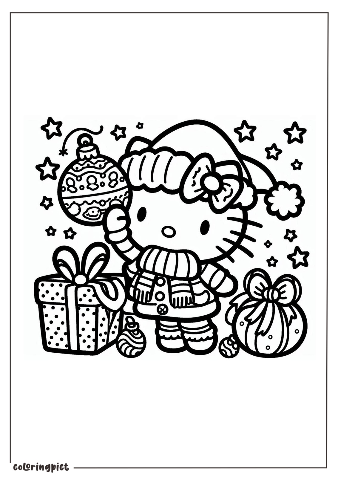 Hello Kitty Celebrate Christmas Coloring coloringpict.com