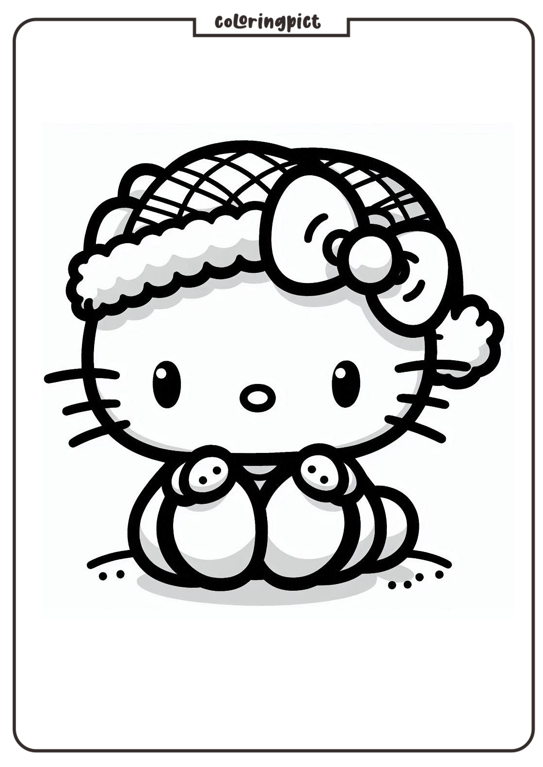 Hello Kitty Wearing a Santa Hat at Christmas Celebration Coloring coloringpict.com
