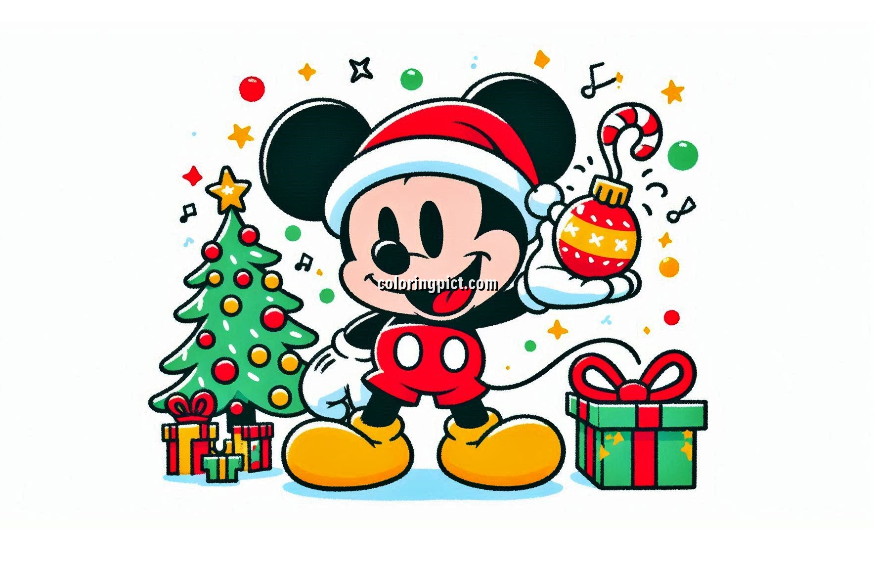 Let’s Color Mickey’s Christmas Joy! 4 Image is Mickey Mouse Celebrate Christmas Coloring