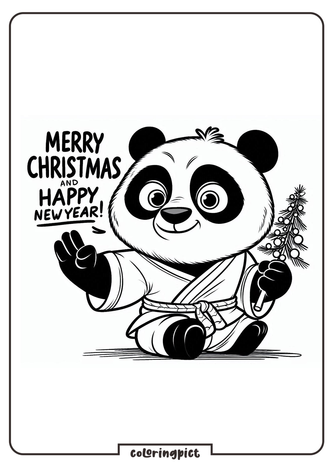 Kungfu Panda celebrates Christmas and Happy New Year Coloring Pages coloringpict.com