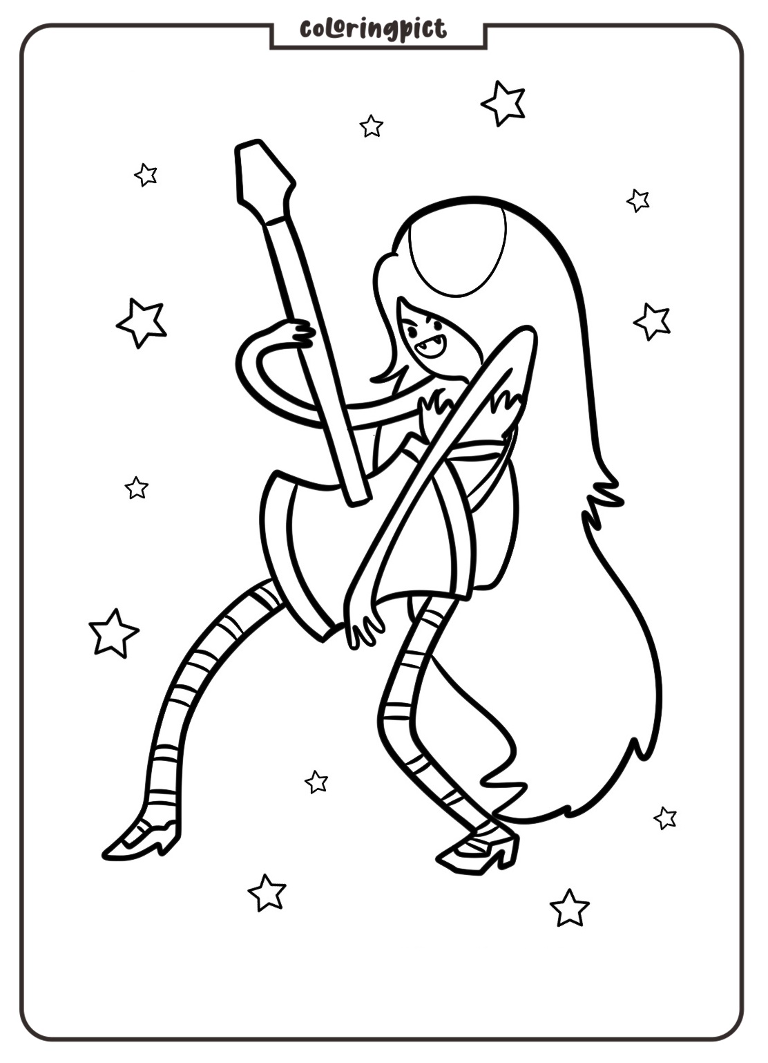 Marceline The Rockstar Coloring Page for Kid