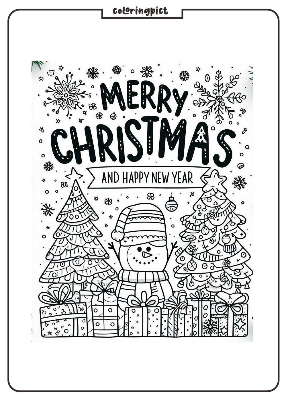 Merry Christmas and happy New Year Coloring Pages for Kid coloringpict.com