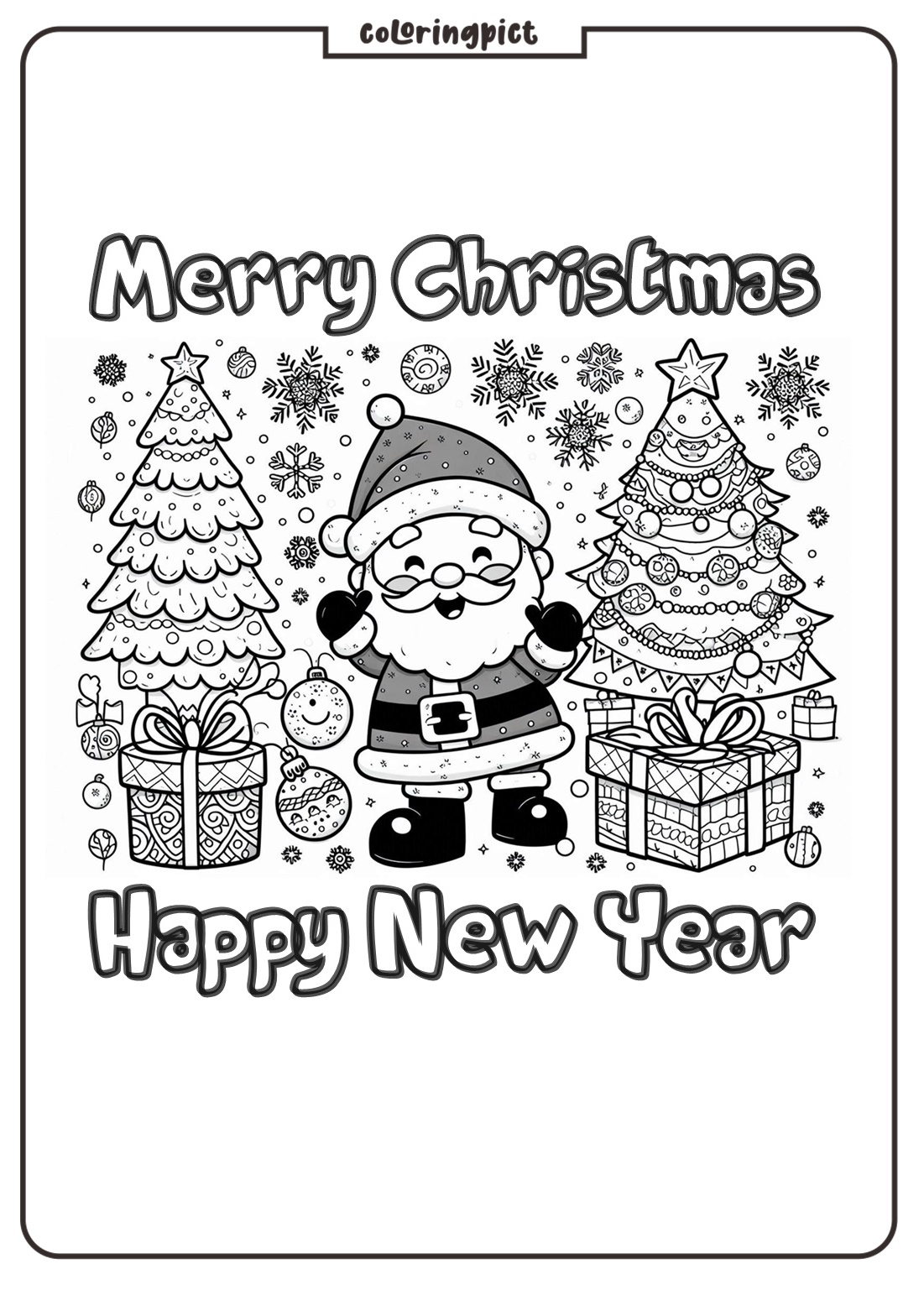 Merry Christmas and happy New Year Coloring Pages for Kids coloringpict.com