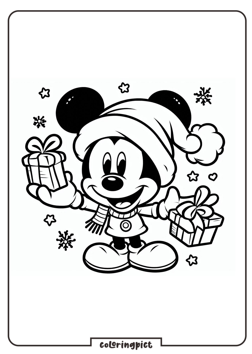 Let’s Color Mickey’s Christmas Joy! 2 Mickey Mouse Celebrate Christmas Coloring Online Page coloringpict.com