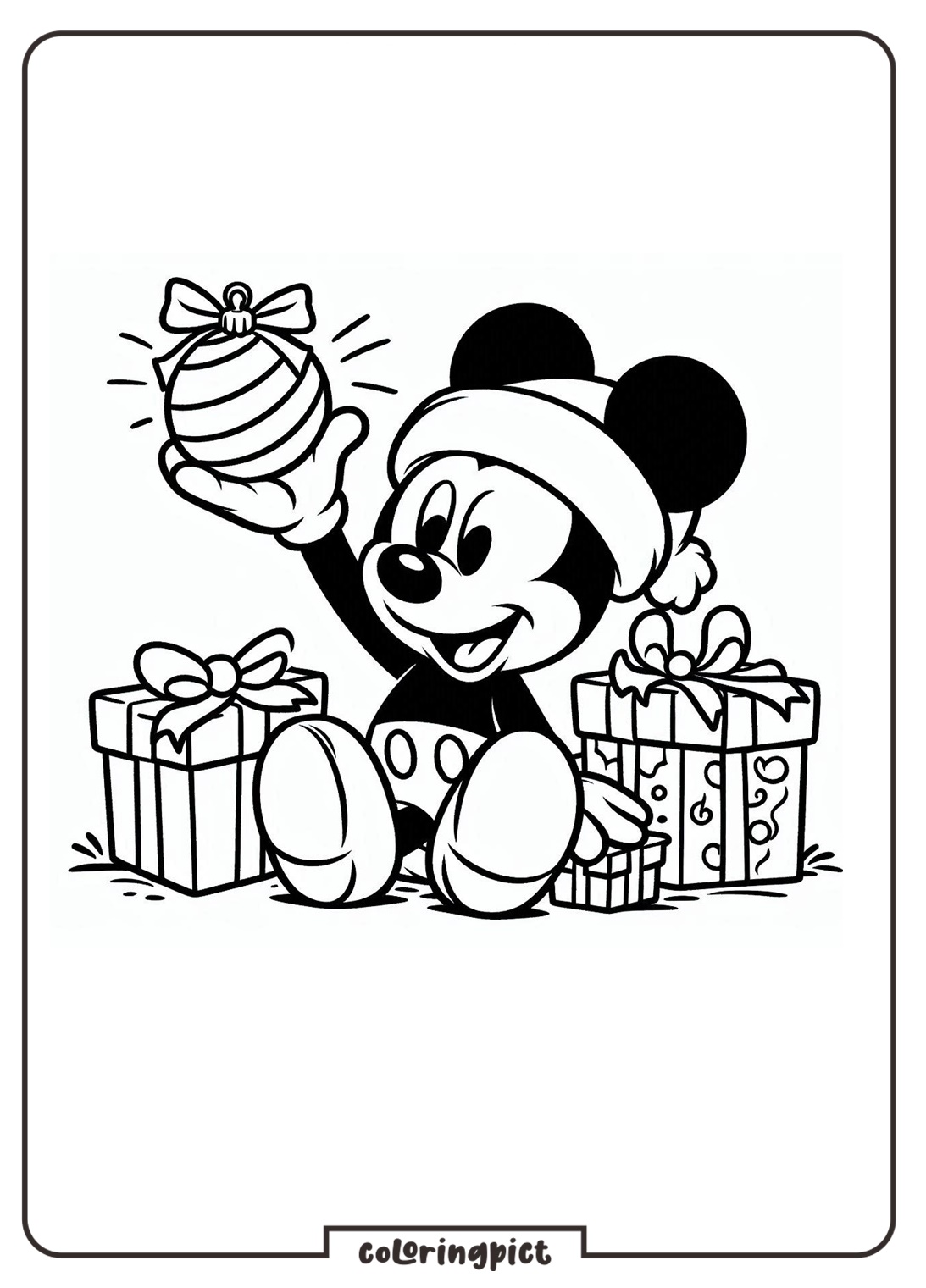 Let’s Color Mickey’s Christmas Joy! 3 Mickey Mouse Celebrate Christmas Coloring Page coloringpict.com