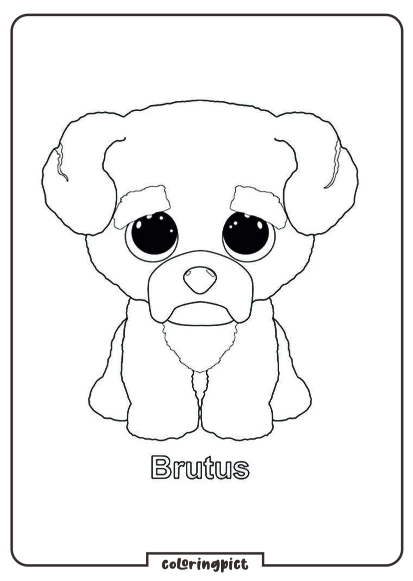 Let’s Color Cute Beanie Boo 1 beanie boo brutus coloring page coloringpict.com
