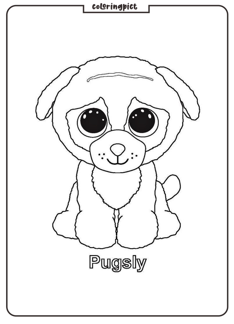 Let’s Color Cute Beanie Boo 6 beanie boo pugsly coloring page coloringpict.com