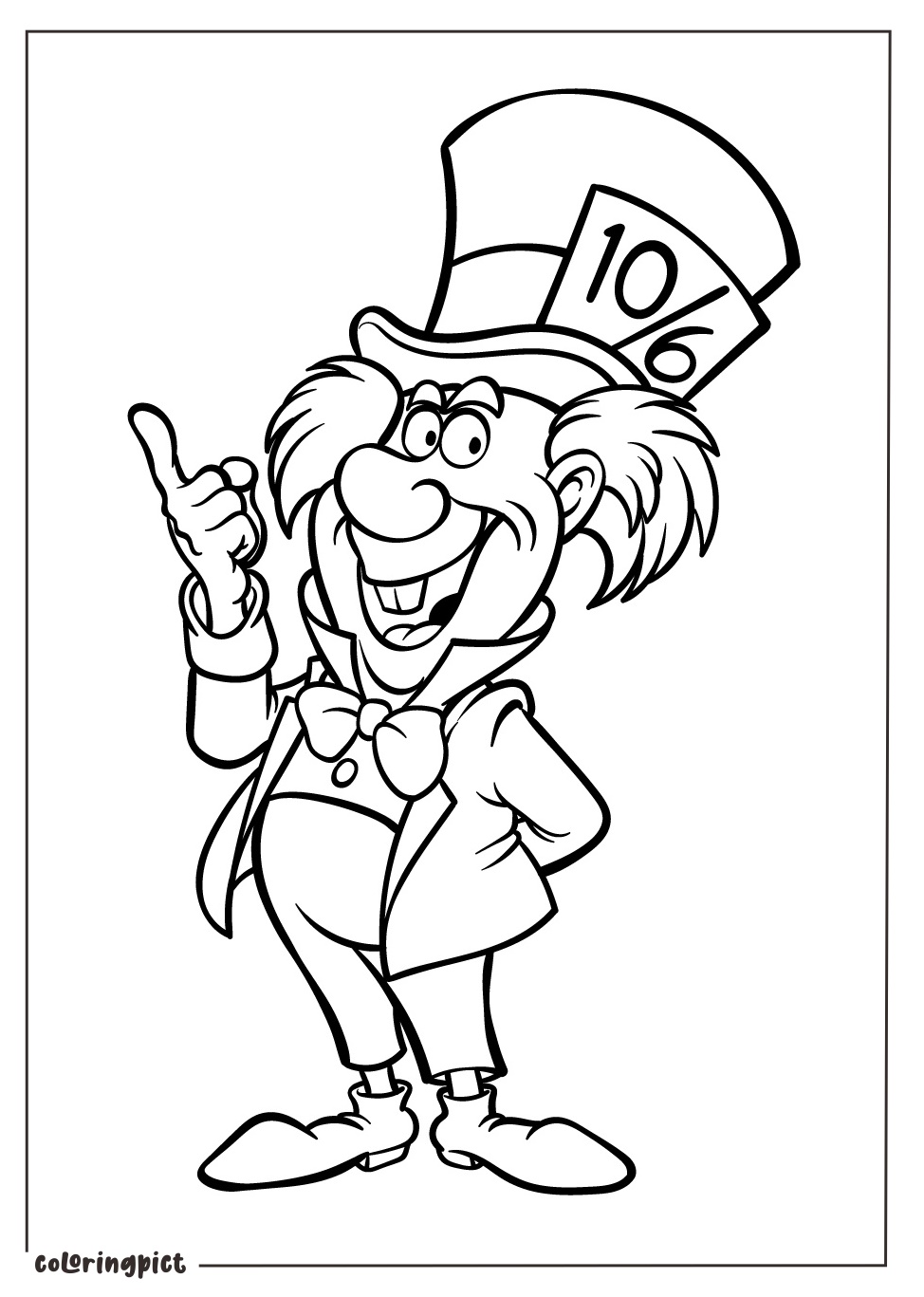 Welcome to the Whimsical World of the Mad Hatter from Alice in Wonderland 1 coloringpict.com Coloring page Mad Hatter From Alice In Wonderland