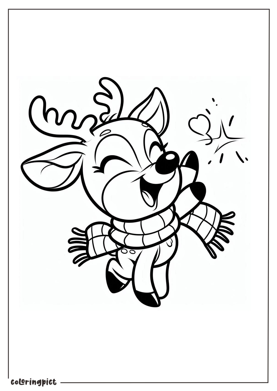 rudolph celebrates merry christmas coloring coloringpict.com