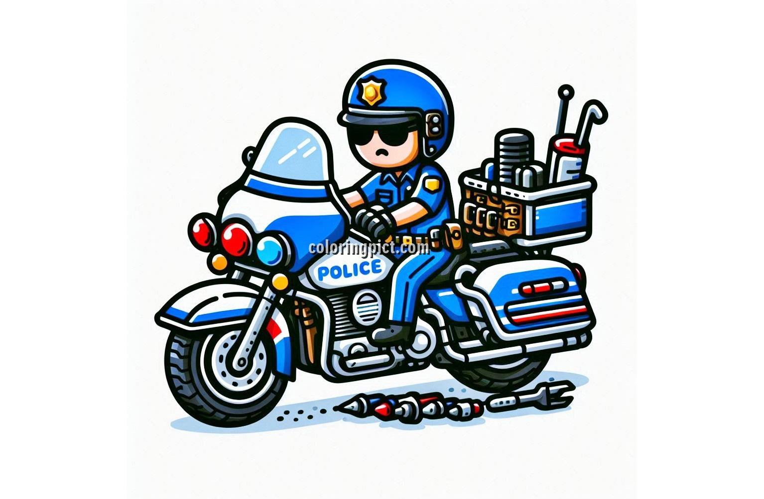 Image of Police Motorcycle Coloring