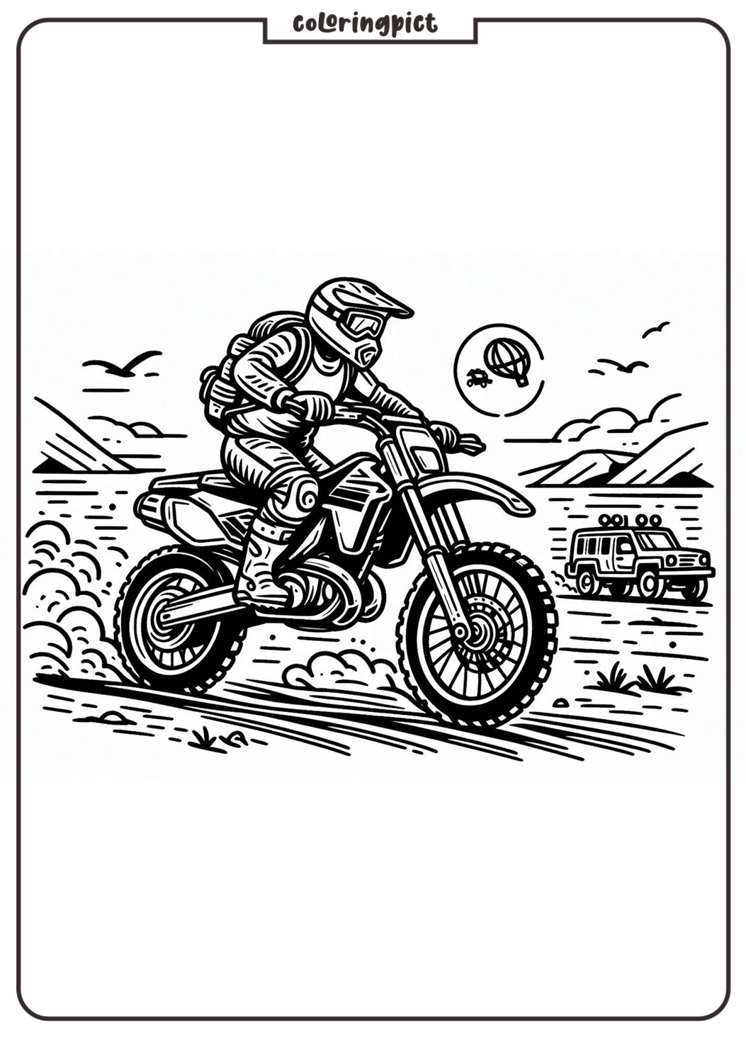 Off Road Motorcycle Coloring Pages for Kids