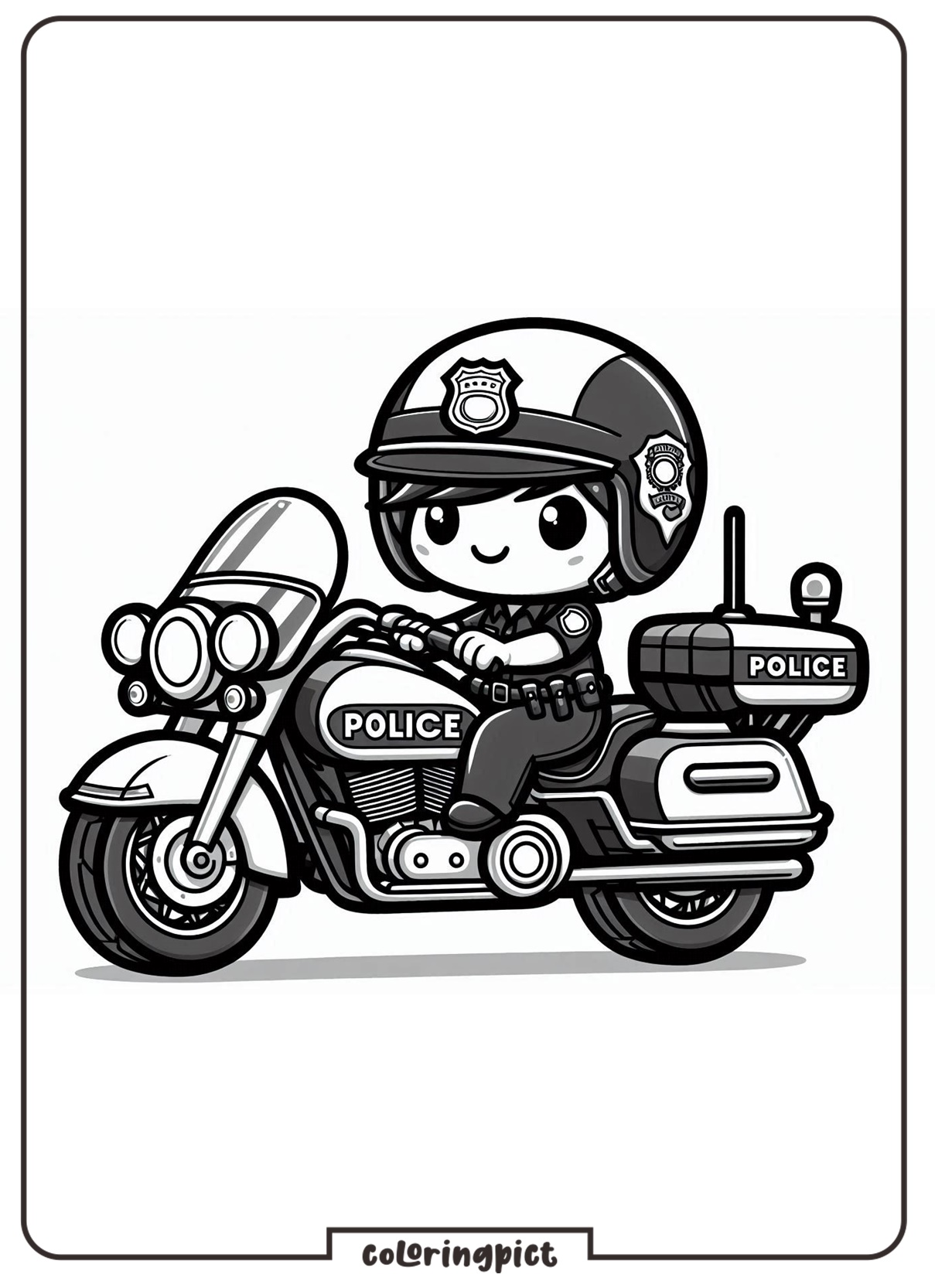 Police Motorcycle Coloring Page For Kid