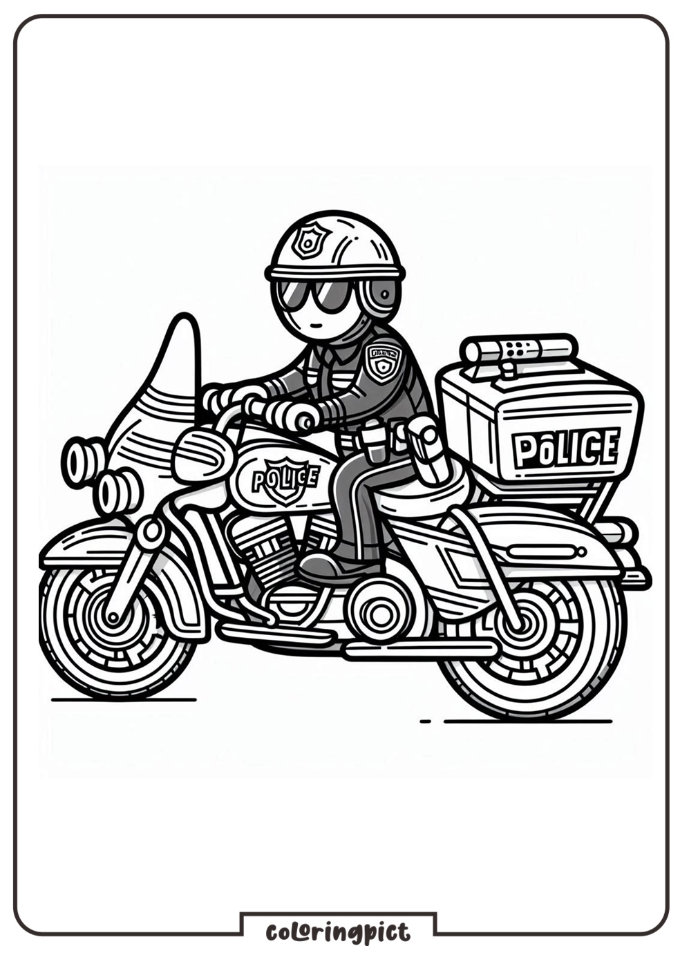 Police Motorcycle Coloring Pages For Kids, coloringpict.com