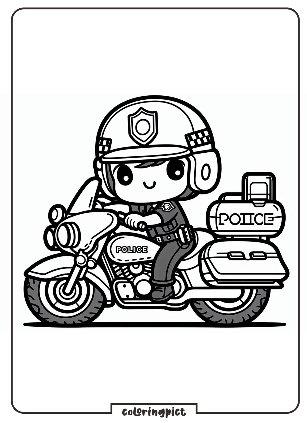 Police Motorcycle Coloring Pages For Kids