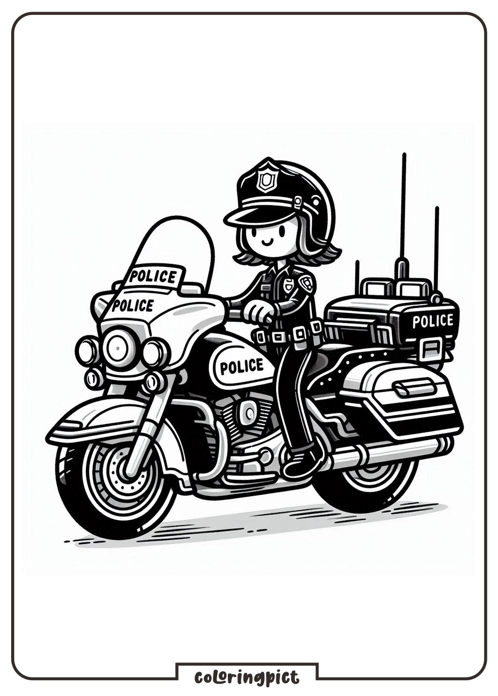 Police Motorcycle Coloring Pages, coloringpict.com