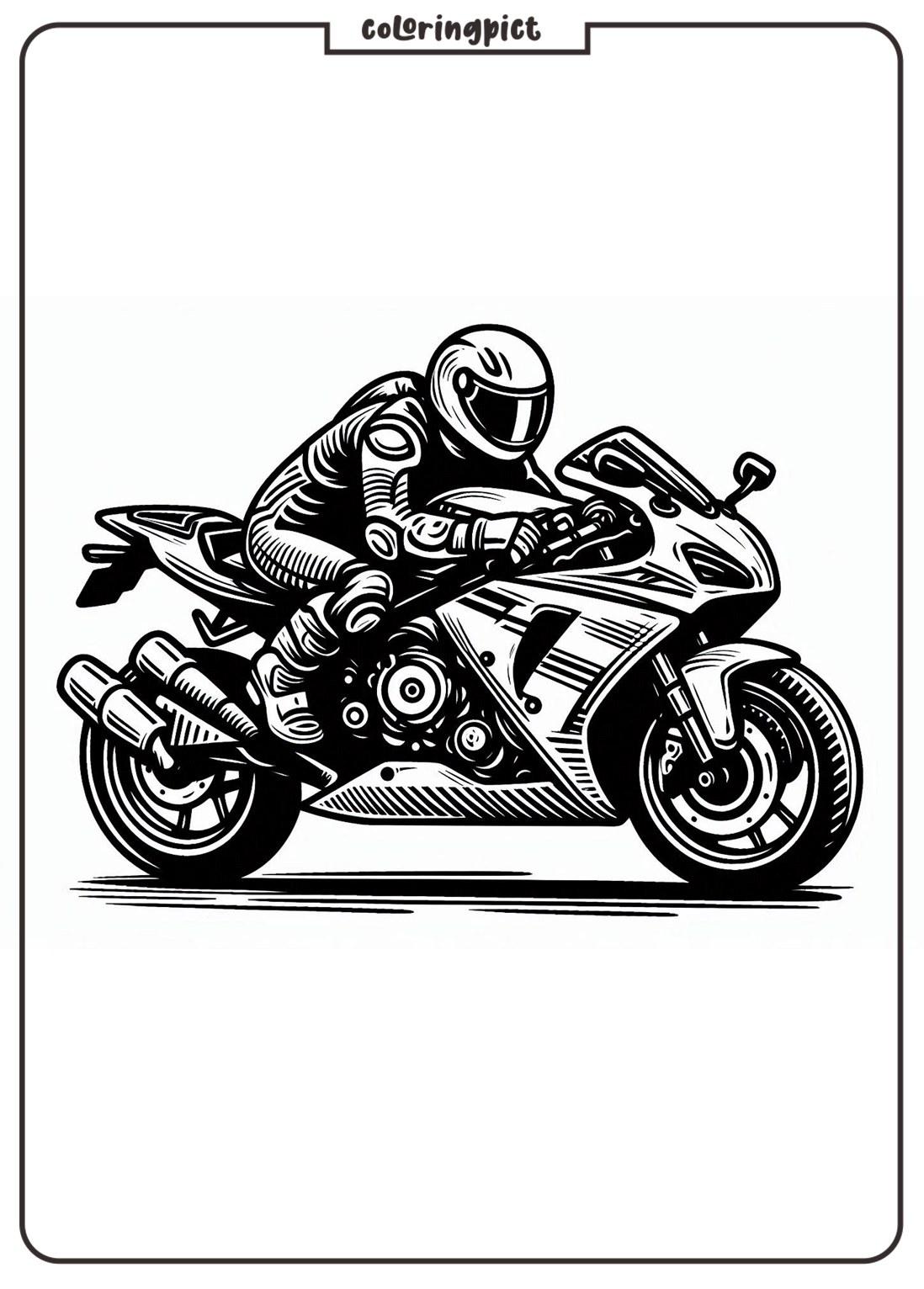 Sport Motorcycle Coloring Page for Kids