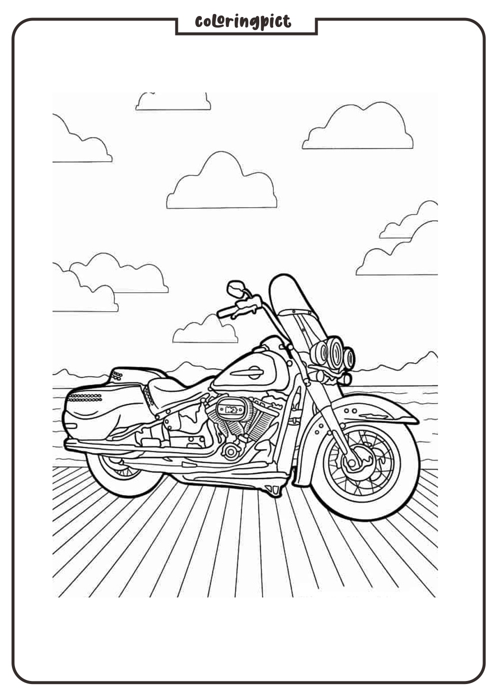 classic motorcycle coloring online page
