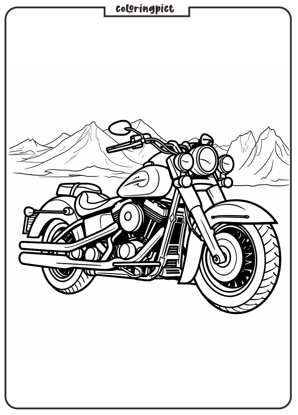 classic motorcycle coloring page print
