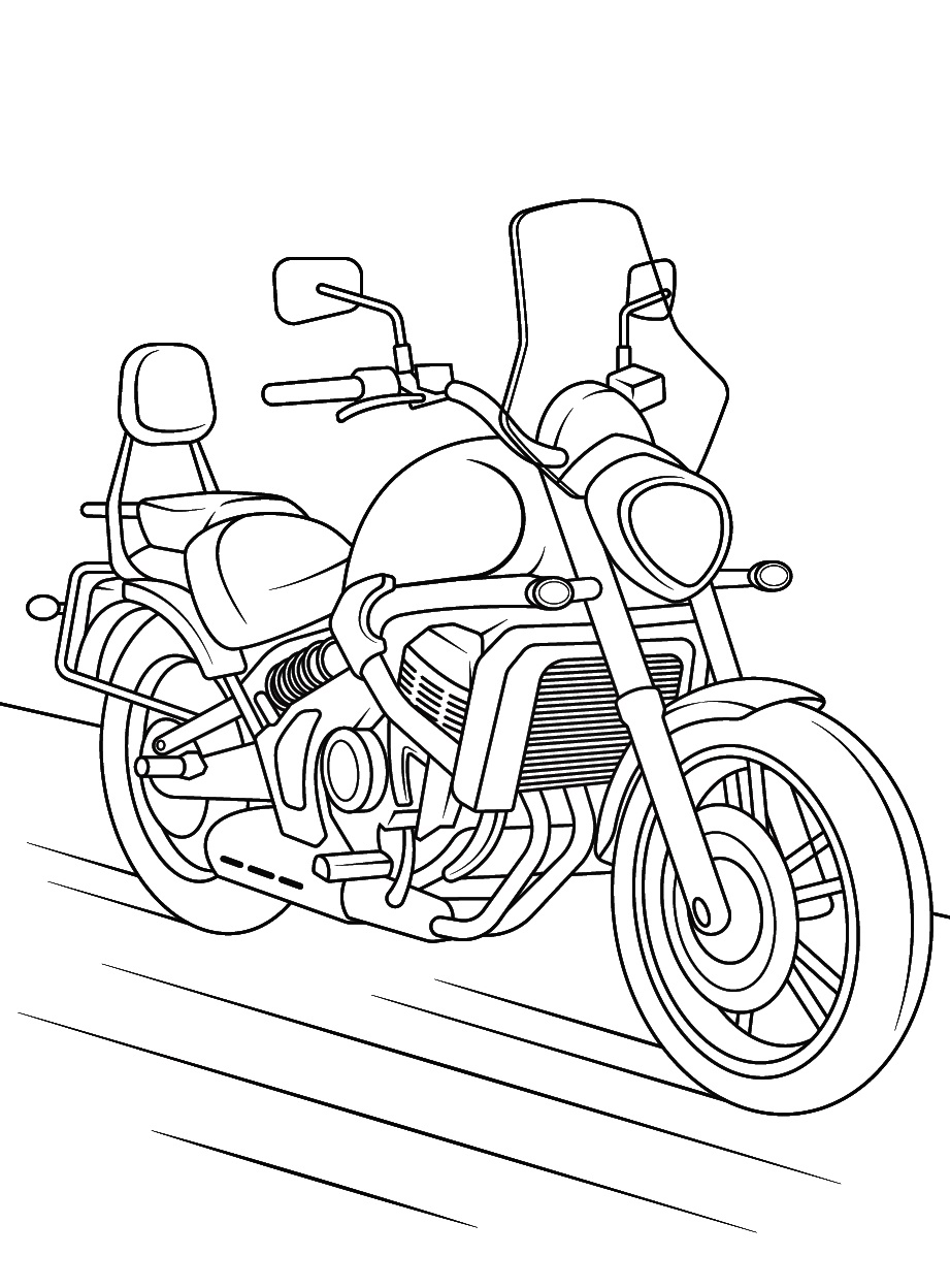 classic motorcycle coloring page printable