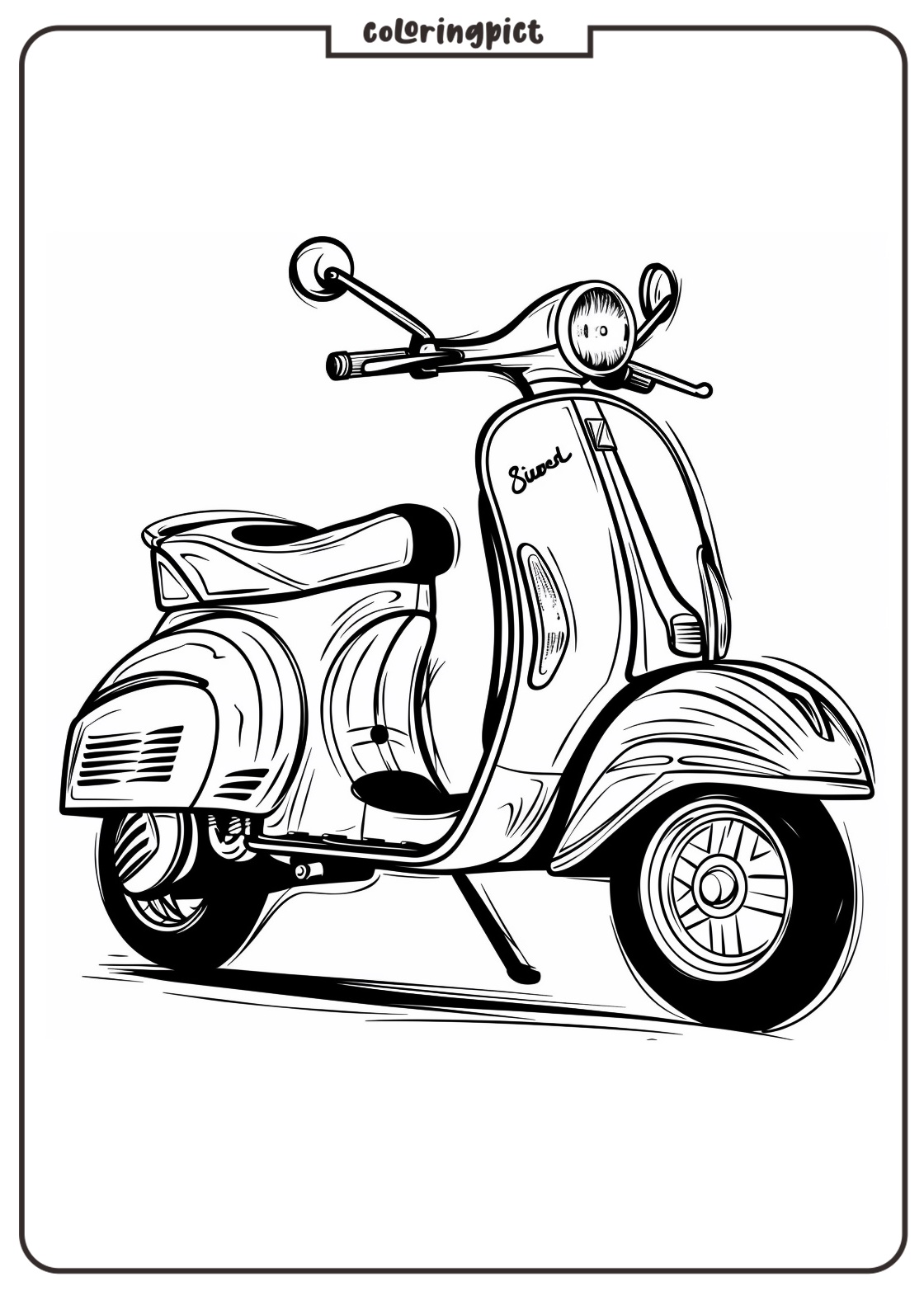 italian motor scooter vespa coloring coloringpict.com