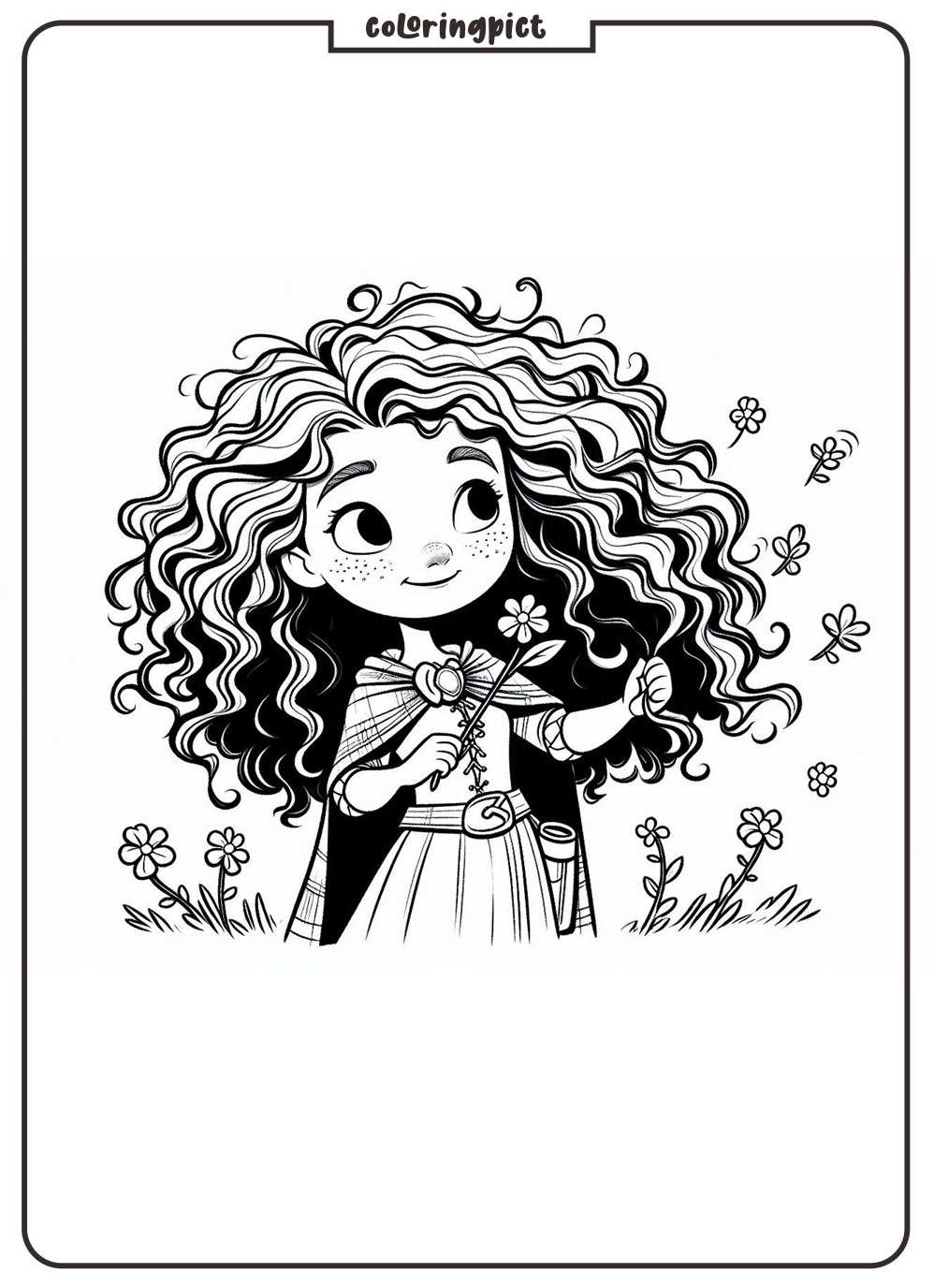 Brave Merida Coloring Page for Kids