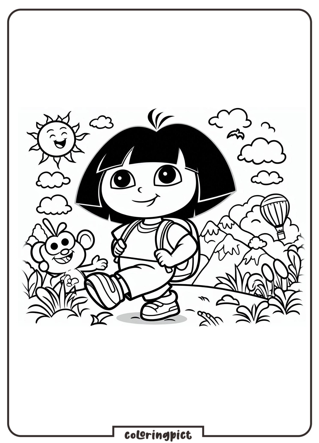 Dora Coloring Page for Kids coloringpict.com